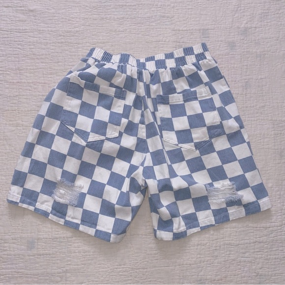 Cider Shorts Cider Dusty Blue Long Baggy Checkered Checkerboard